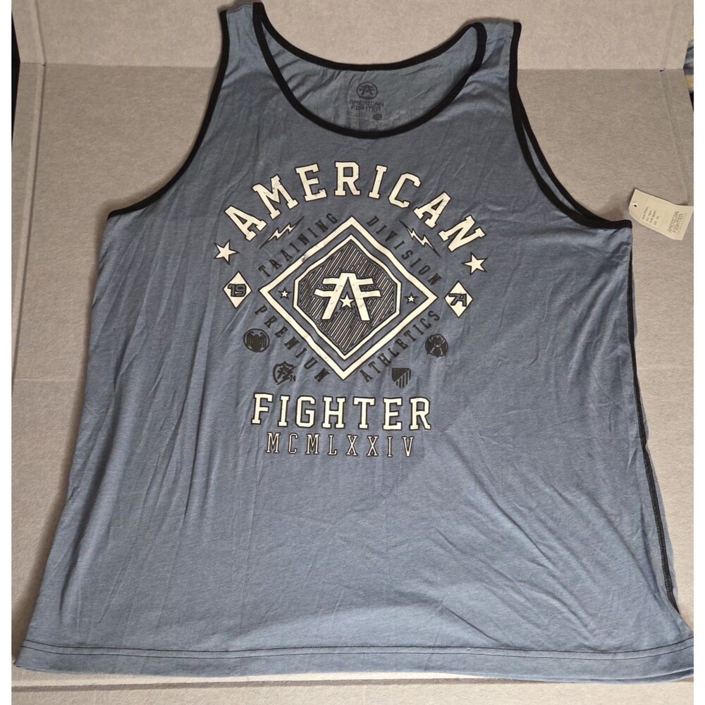 American Fighter Kendall Tank Top Sz 3X Men's Blue Graphic Sleeveless NWT FM3318